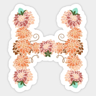 Letter H Floral Sticker